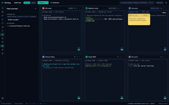 Fleet overview aggregating every tracked project