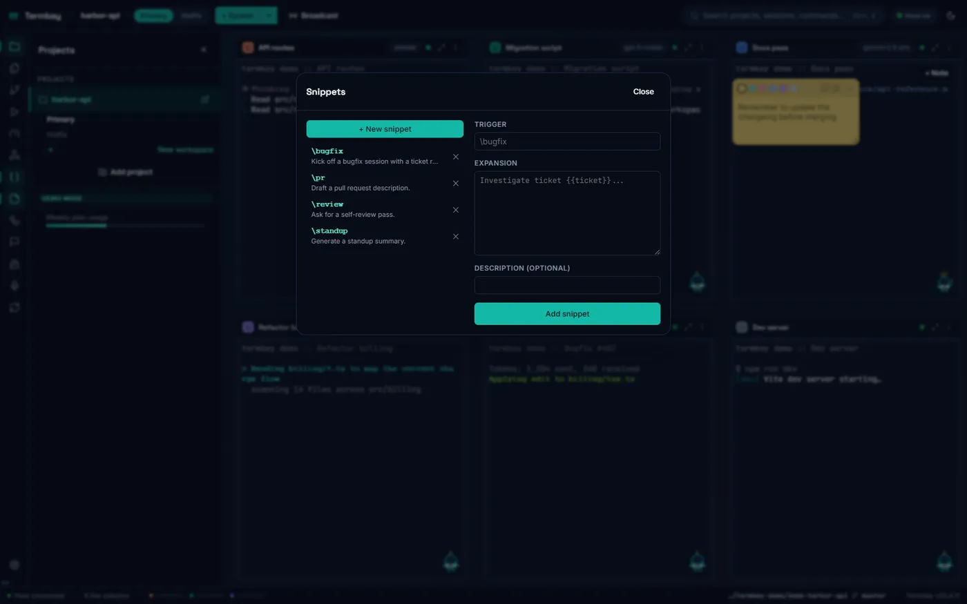 Termbay snippets manager