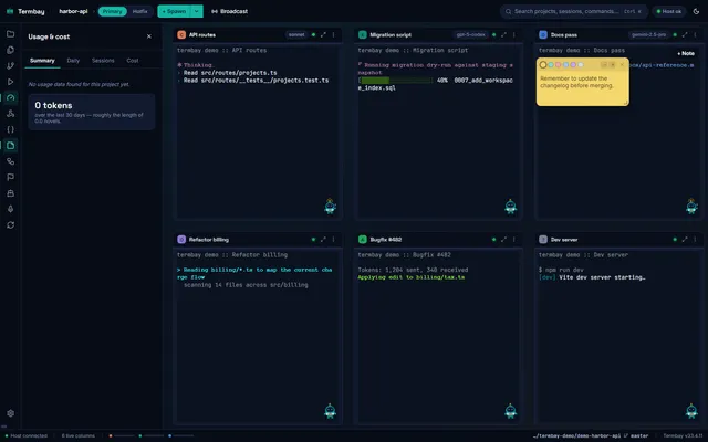 Usage and cost panel